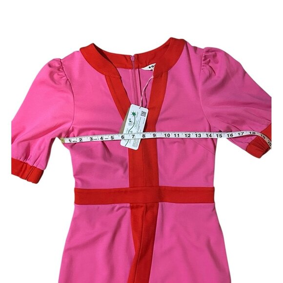 BODEN Petra Ponte Dress Sangria Sunset Color Block Sz 2 NEW Pink Midi - Picture 5 of 10